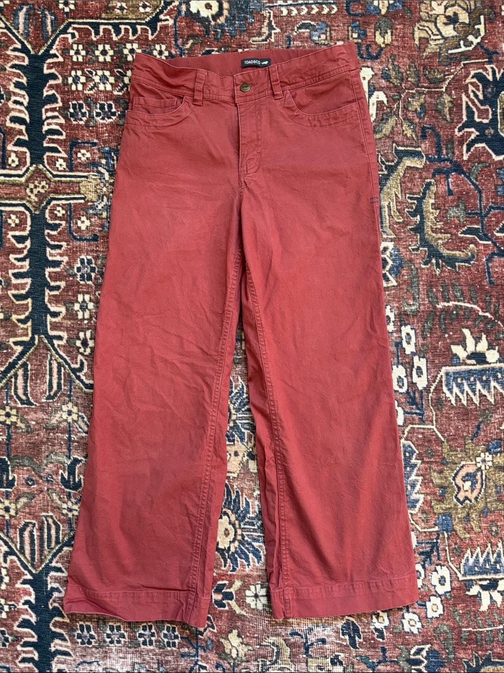 Toad&Co Brick Red Wide-Leg Cotton Pants